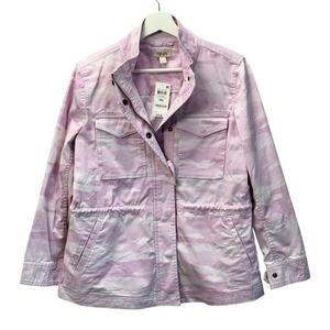 Style & Co Women's Petite Sz M Oceana‎ Lavender Camouflage Cotton Utility Jacket